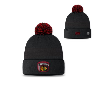 NHL, Zimná, čiapka, DRAFT, BEANIE, CUFF, WITH, POM, CHICAGO, BLACKHAWKS, JR, detská